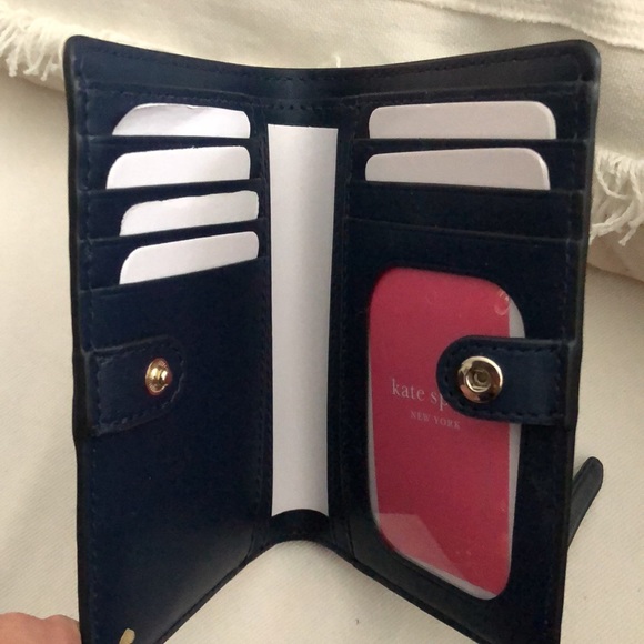 KATE SPADE ♠️ Medium Slim Bifold Wallet Navy NWT - Picture 4 of 7